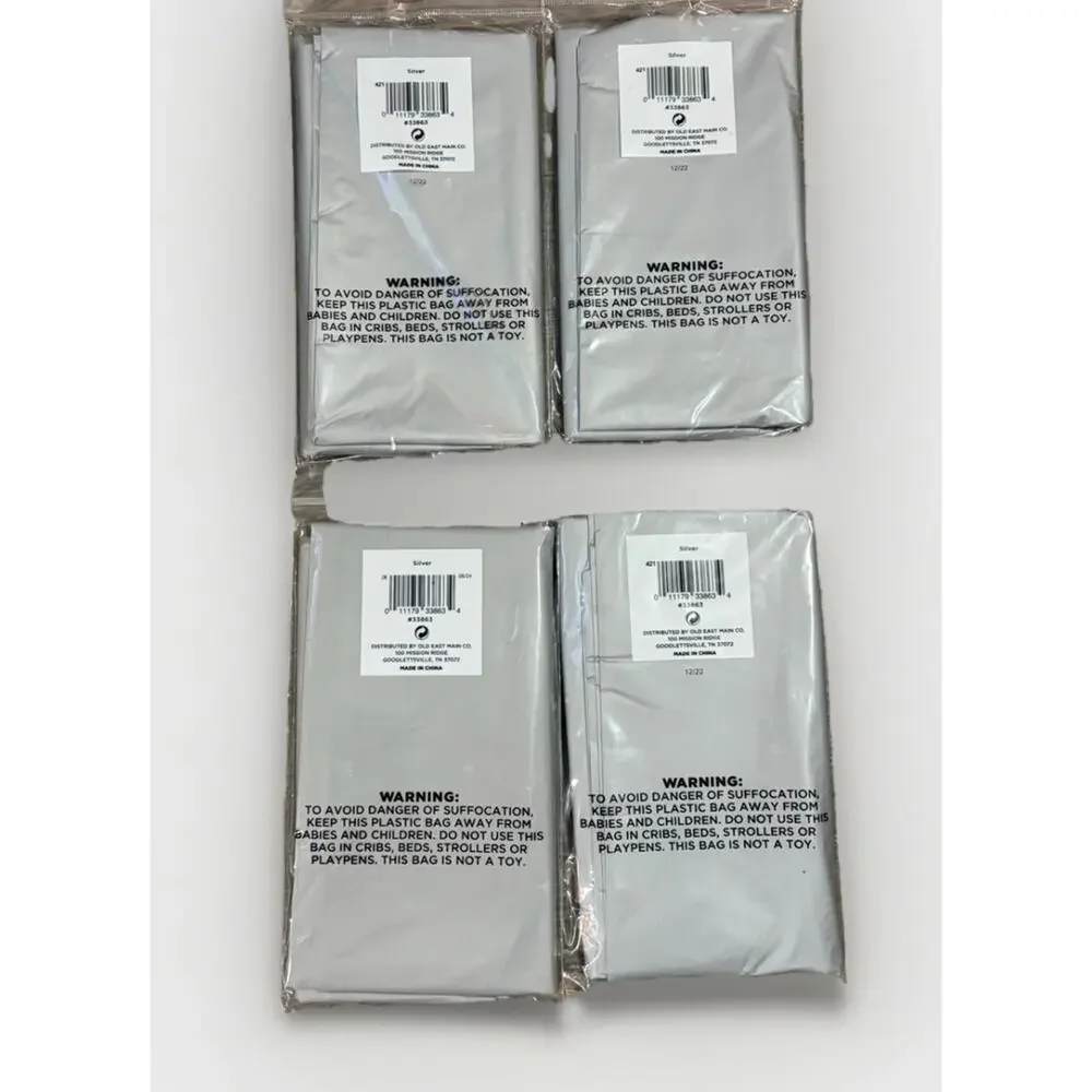 Lot 4 Silver Plastic Tablecloths 54x108 Rectangle Disposable Party Table Cover